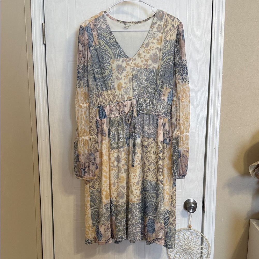 Cato Cream Dress or Tunic with Floral and Paisley Pattern